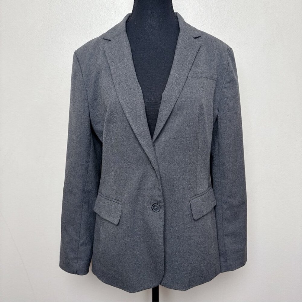 Banana Republic Womens 12 Petite Stretch Grey Slim Fit Career Blazer